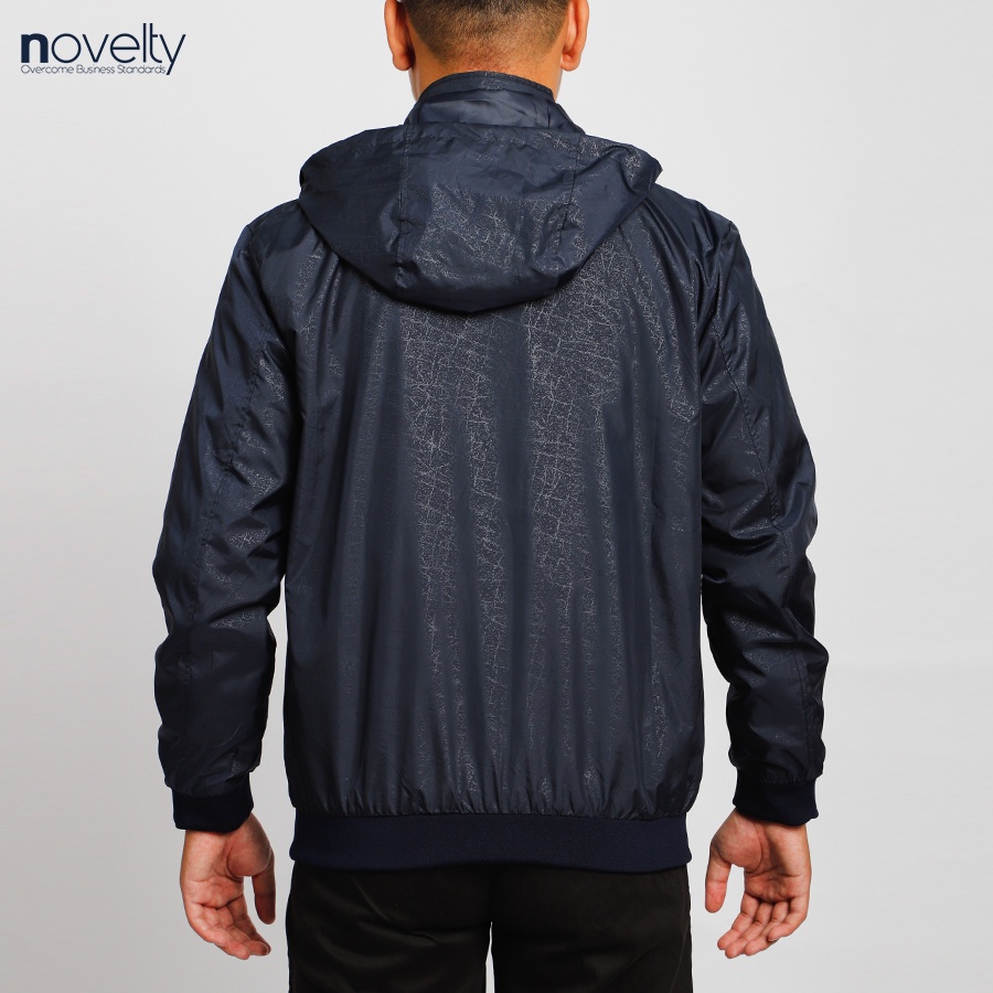 Áo jacket nam in chìm nón rời Novelty trượt nước màu xanh đen 2203252