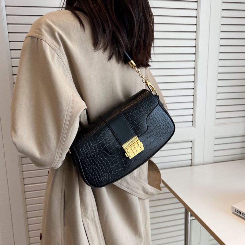 Túi Đeo Chéo Họa Tiết Da Cá Sấu Phong Cách Hàn Quốc Cổ Điển Thời Trang Cho Nữ