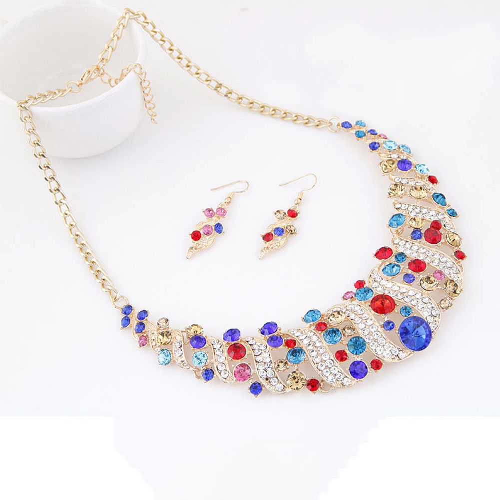 Bộ Vòng cổ + Bông Tai Đính Kim Cương Giả Cho Nữ