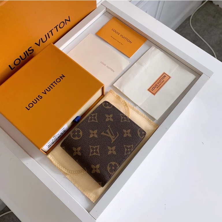 Sẵn sàng giao hàng Louis Vuitton LV dành cho nam, ví đựng album ngắn bên trong có hộp M60930
