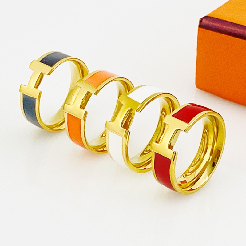 【LAVANDE】Nhẫn Thép Titan Mạ Vàng 18K Thiết Kế Đơn Giản Thời Trang Cho Cặp Đôi WWRZ