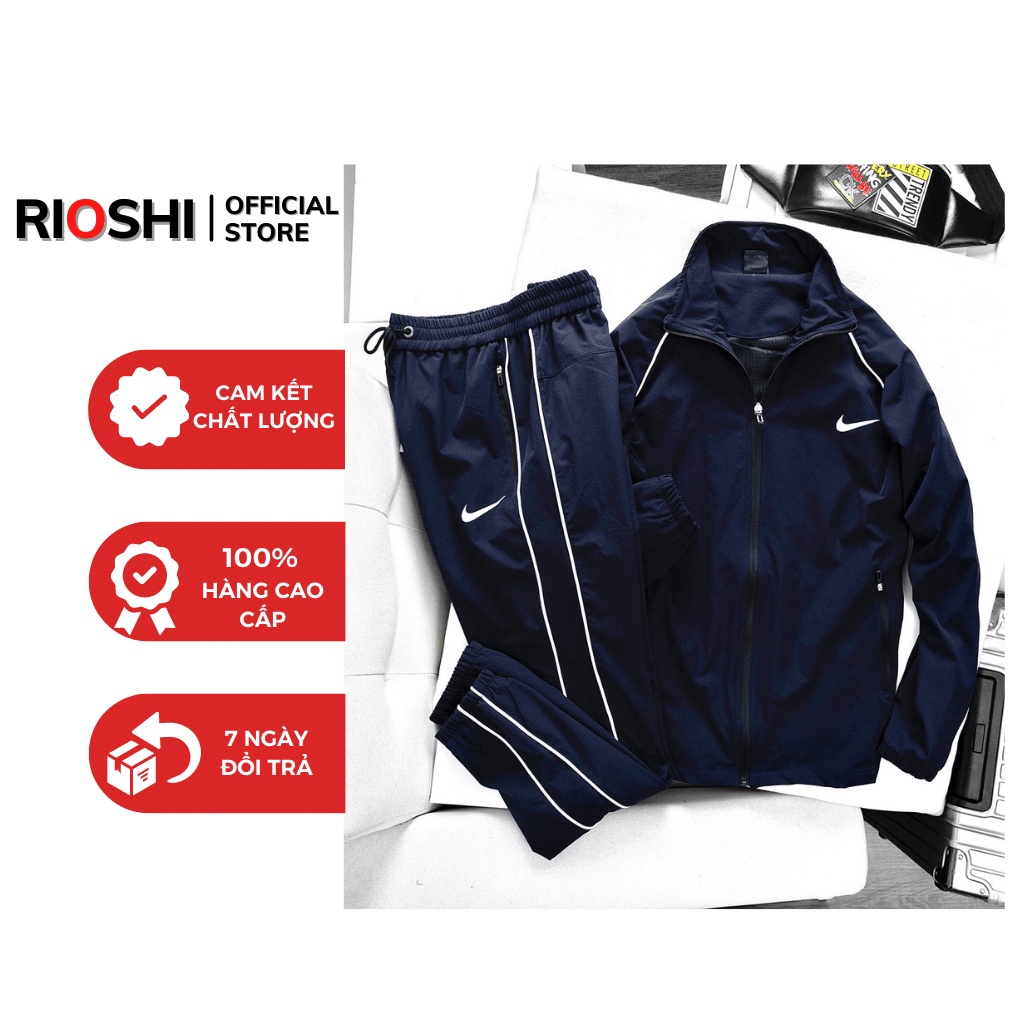 Bộ gió nam thể thao mùa đông dài tay hàng hiệu cao cấp Hàng loại 1 Rioshi RO20 Đồ bộ nam thu đông chất gió 2022