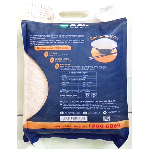 Gạo thơm A An ST25 túi 5kg - HSD LUÔN MỚI