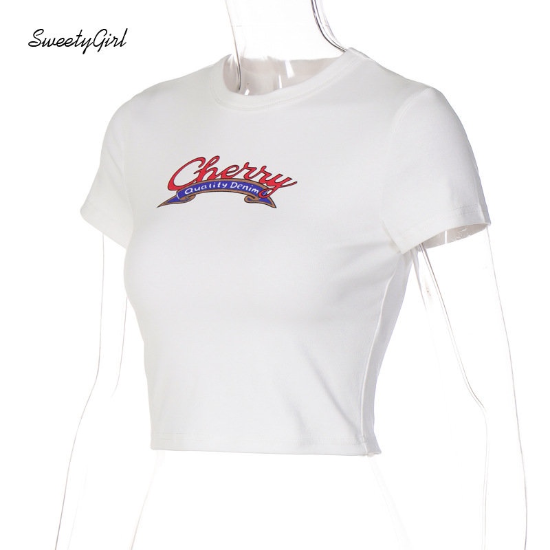 Áo Thun Croptop Tay Ngắn Cổ Tròn Dáng Ôm In Họa Tiết Thời Trang 2022 Cho Nữ