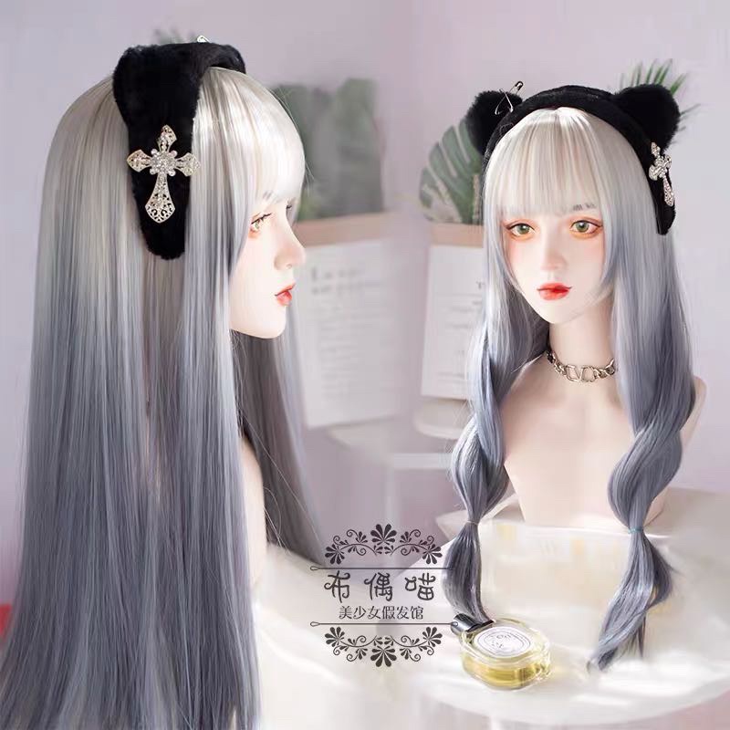 Tóc giả thẳng trắng tím xám thẳng ❤️ free ship ❤️ tặng lưới chùm tóc