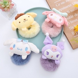 🍓Dây cột tóc lông thú bông Sanrio kuromi dễ thương