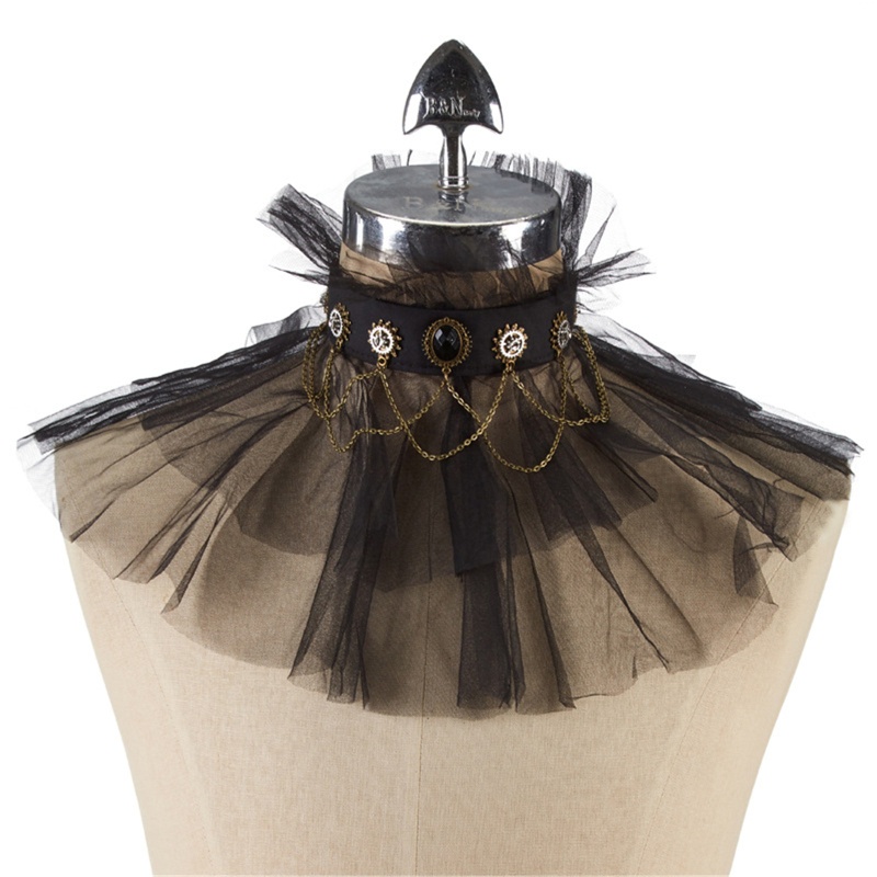 Vòng Cổ Choker Ren Hai Lớp Phong Cách Steampunk Lolita