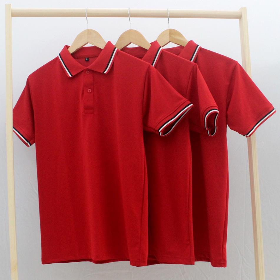 Áo Thun Có Cổ Cá Sấu 4 Chiều Polo Màu Đỏ Phối Cổ Và Bo Tay 3 Sọc ANDROMEDA Phom Xuông Đồng Phục Dùng Chung Nam Nữ ©️