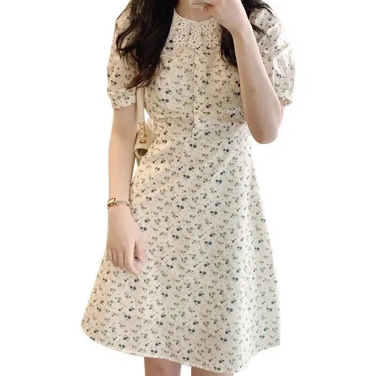 Đầm chữ A dáng ôm IELGY in họa tiết hoa cổ điển thời trang cho bạn gái