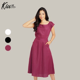 Set linen áo cổ thuyền chân váy midi Kiu Boutique