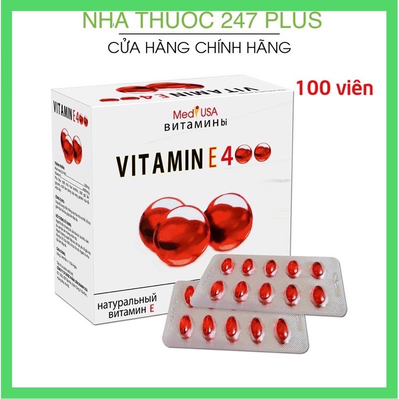 Vitamin E đỏ hộp 100 viên MediUSA đẹp da chống lão hoá