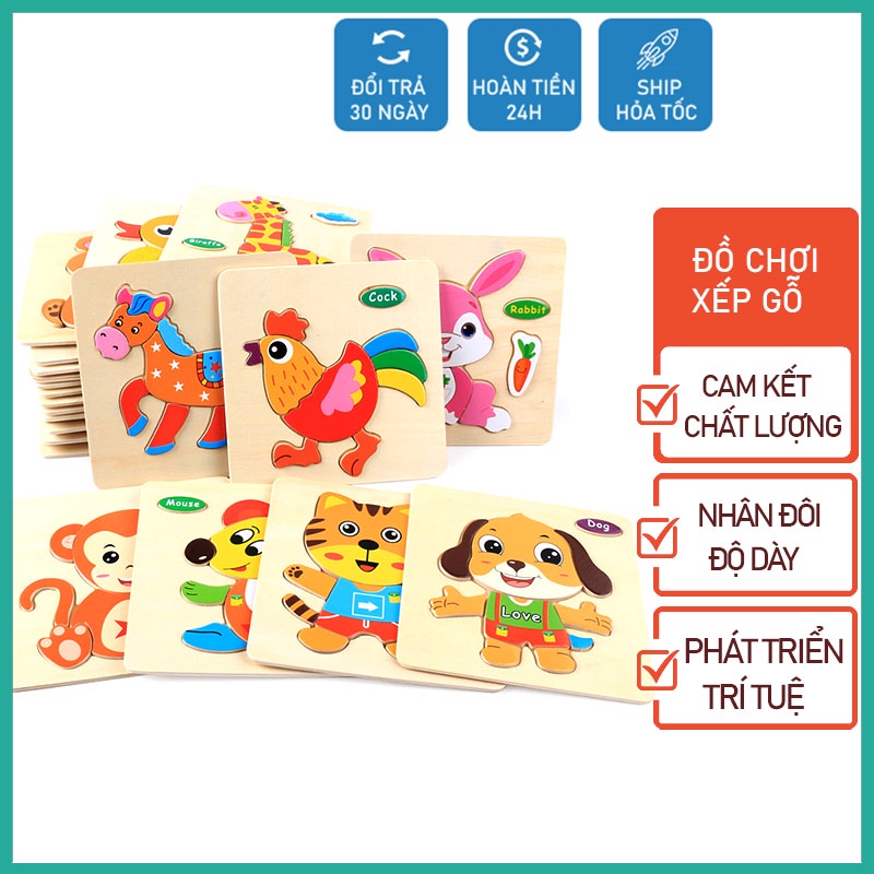 Đồ chơi ghép hình gỗ nổi 3D bằng gỗ thông minh giáo dục Montessori nhiều chủ đề giúp bé phát triển trí tuệ