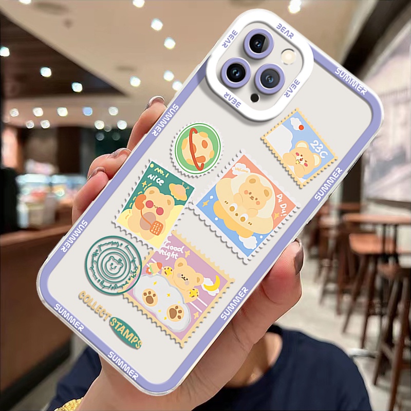 Ốp Điện Thoại Silicon TPU Mềm Trong Suốt Hình Gấu Chống Sốc Cho IPhone 14 13 Pro Max 11 12 6S 7 8 14 Plus X XS XR