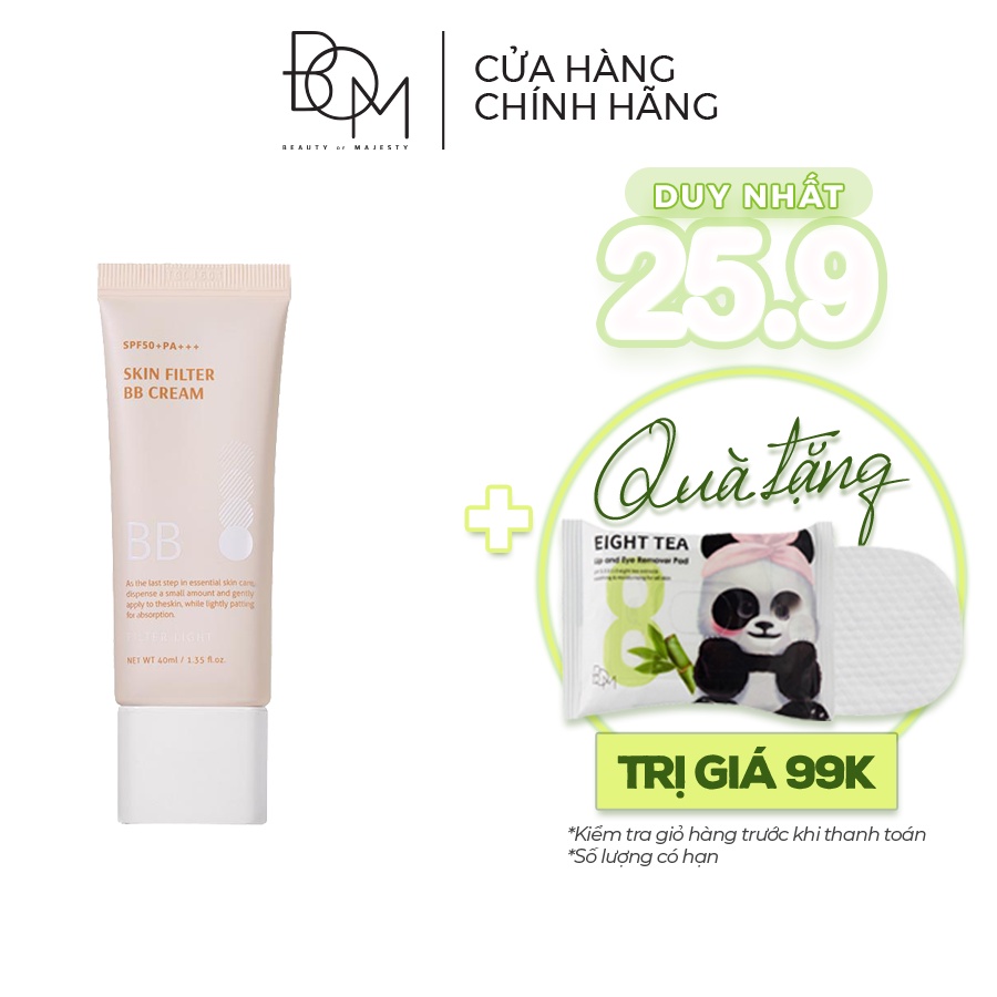 Kem Nền Mỏng Nhẹ Tự Nhiên Lâu Trôi BOM BB Cream SPF 50 PA +++ 40ml