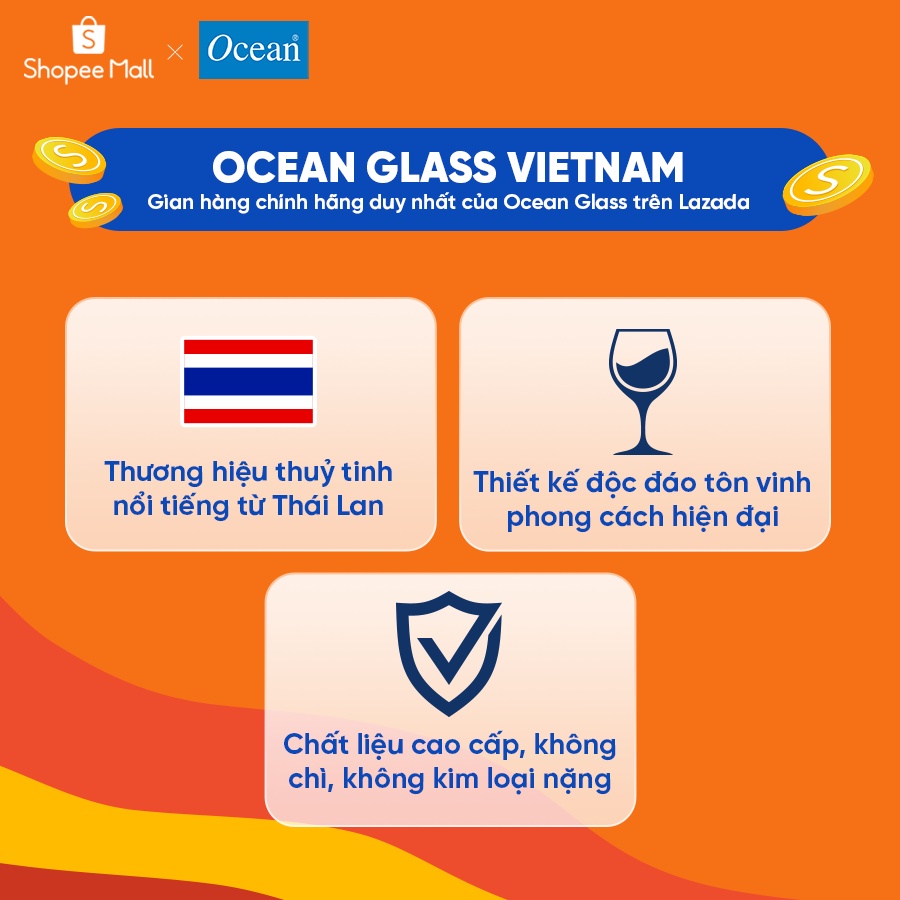 Bộ 6 Ly Rượu Thủy Tinh Ocean Lexington Goblet 370ml - Chính Hãng