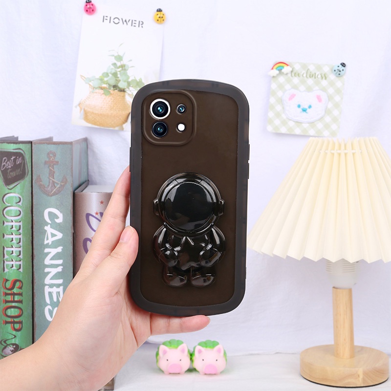 Ốp Điện Thoại Silicone Mềm Màu Kẹo Hình Phi Hành Gia Có Giá Đỡ Cho Xiaomi Mi 11 Lite 5G NE 12 12T 11T Pro