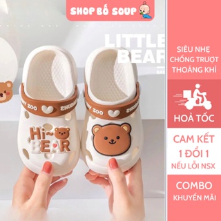 Dép sục crocs gấu cho bé trai bé gái siêu nhẹ chống trượt