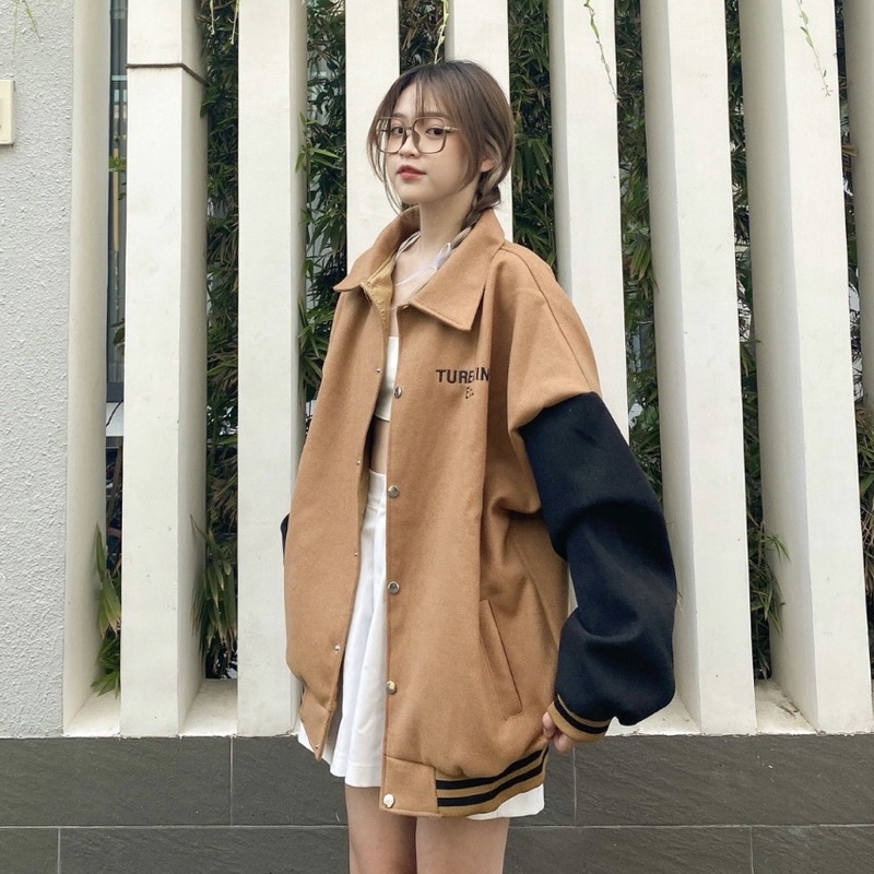 Áo Khoác Bomber chất Dạ lót dù Thêu chữ TUREKING ETC 🧸 Nam nữ unisex/Bomber Jacket form rộng Ulzzang ❤️