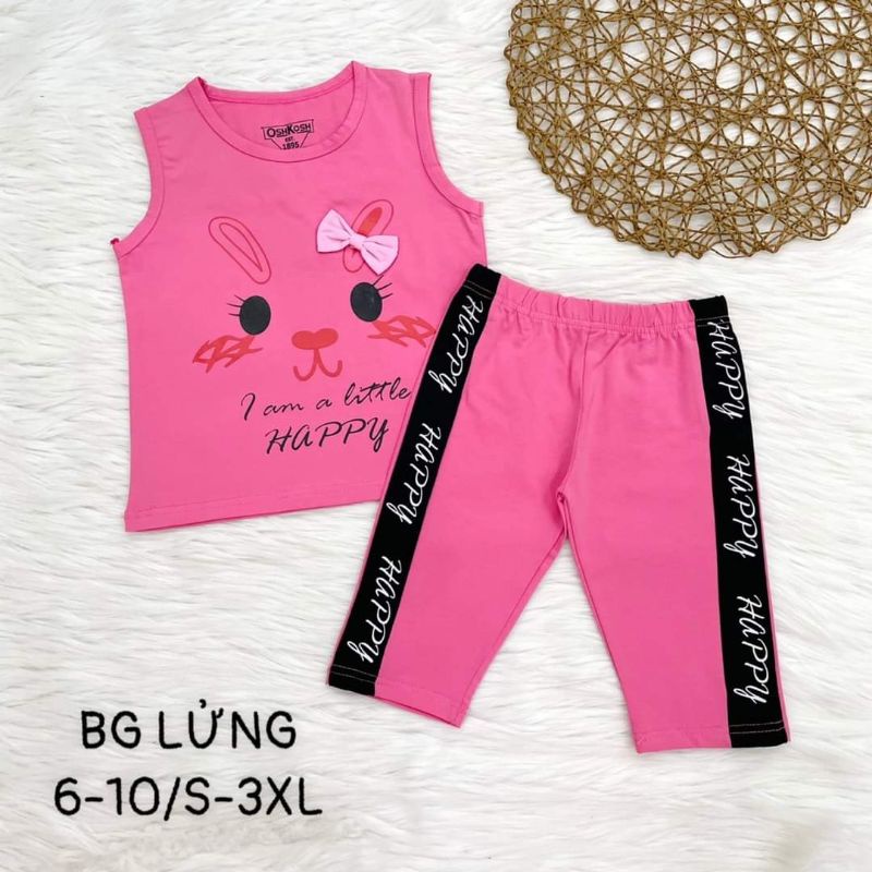 Bộ sát nách quần lửng thun cotton 100% chính phẩm hàng shop size đại