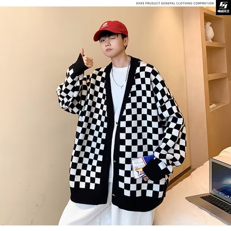 Áo Khoác Cardigan Dệt Kim Cổ Chữ V Dáng Rộng Thời Trang Mùa Thu 2022 Cho Nam
