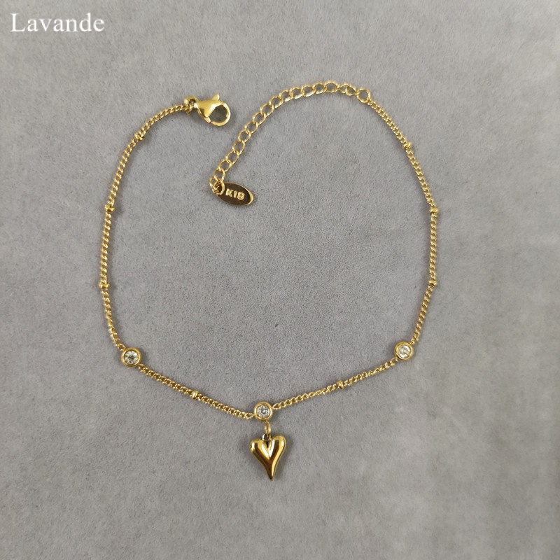 Lắc Chân Bằng Thép Titan Đính Kim Cương Hình Chữ V Sang Trọng Không Phai Màu F2K3