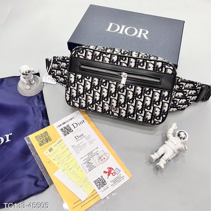 Túi đeo chéo Dior - Túi đeo chéo nam vải kết phối da siêu bền hàng FULLBOX