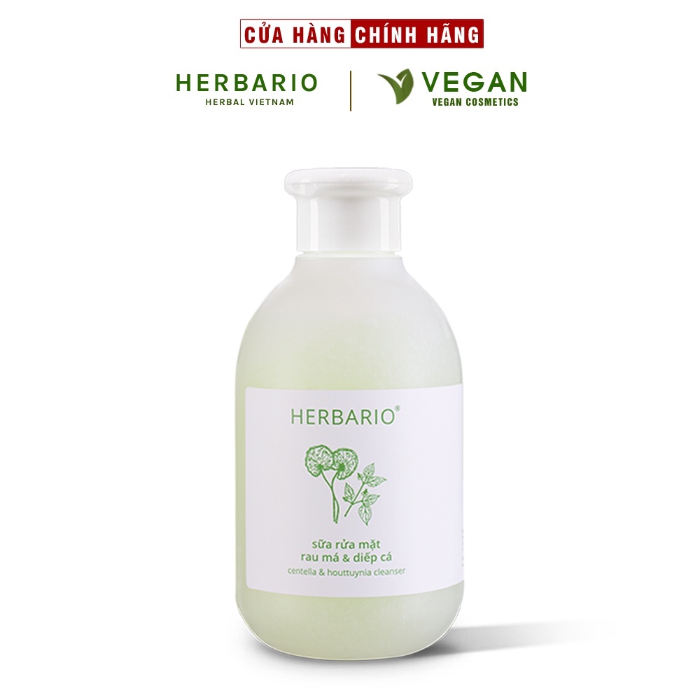 Sữa rửa mặt Rau má & Diếp cá herbario 200ml sạch mụn thuần chay