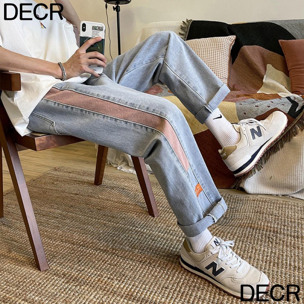 Quần Jean Dài Dáng Rộng Mỏng Màu Sắc Phù Hợp Mùa Hè Thu Đông Phong Cách Hàn Quốc Cho Nam