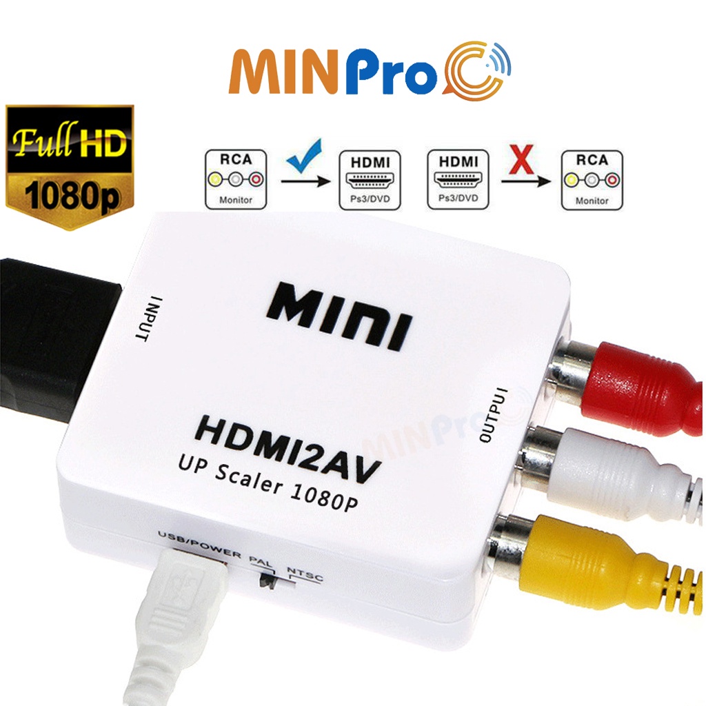 Bộ chuyển đổi AV ra HDMI MINPRO chuyển đổi âm thanh quang học Full HD 1080 giá rẻ
