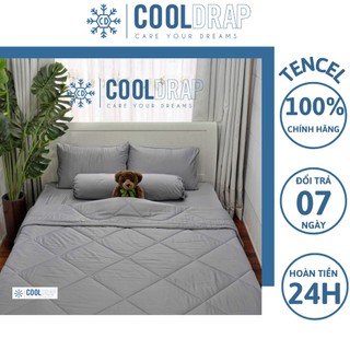 Bộ chăn ga gối lụa tencel cao cấp cool_basic bộ chăn drap gối 05 món sang xịn mịn mát