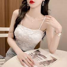 Áo kèm mút ngực BRA CROPTOP hoa ren xinh xắn A11