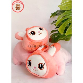 Gấu bông thỏ nằm cosplay, gối ôm hình thú đáng yêu, size 40 cm.