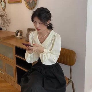 Áo sơ mi cổ sen vintage