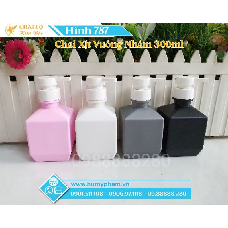 CHAI LỌ MỸ PHẨM - Chai Xịt Vuông Nhám 300ml