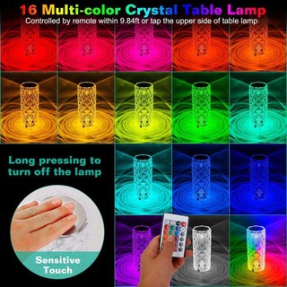 LED Crystal Table Lamp Diamond Rose Bar Night Light Touch Atmosphere Bedside