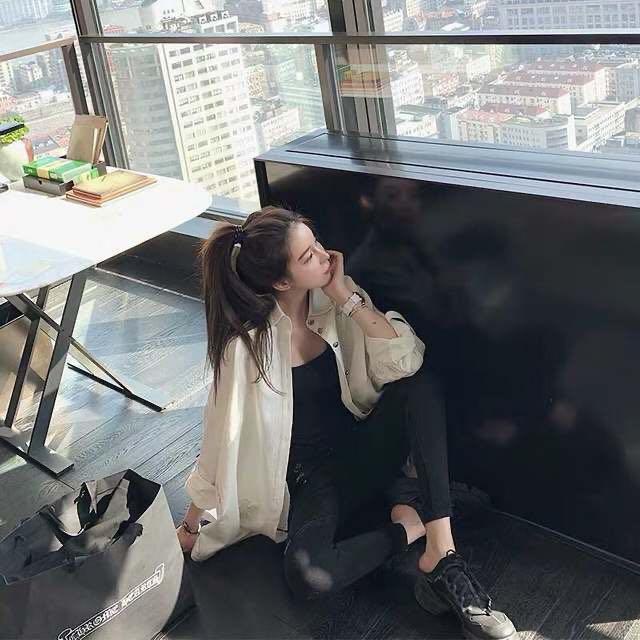 Áo Khoác Sơ Mi Dáng Rộng Phong Cách Hàn Quốc Thời Trang Xuân Thu 2024 Cho Nữ