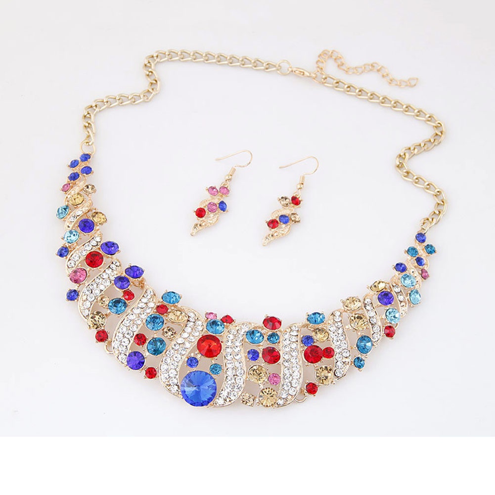 Bộ Vòng cổ + Bông Tai Đính Kim Cương Giả Cho Nữ