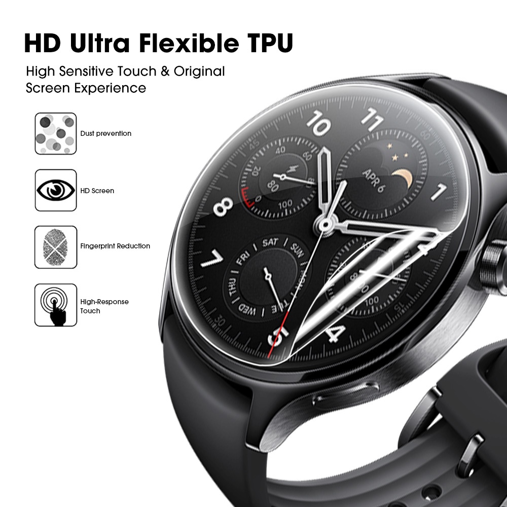 Kính Cường Lực HD TPU Mềm Trong Suốt Viền Cong Bảo Vệ Màn Hình Chống Cháy Nổ Cho Đồng Hồ Thông Minh Xiaomi Watch S1 Pro