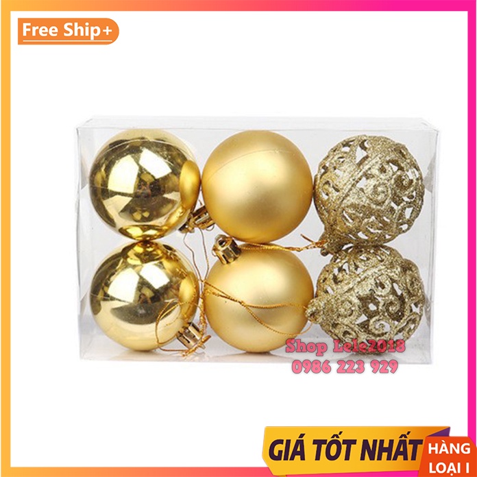 Set 6 quả châu 6cm loại đẹp trang trí Noel