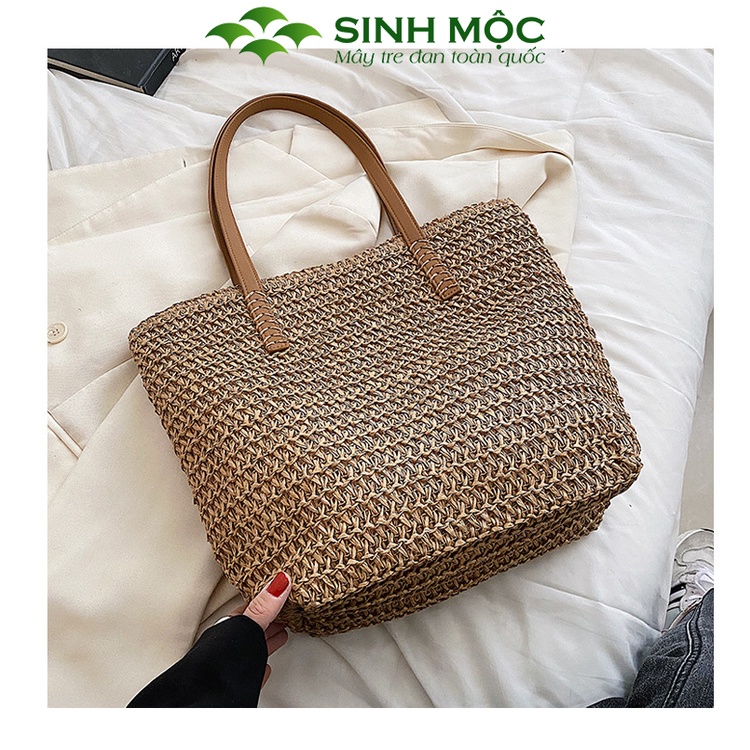 Túi xách nữ, túi cói vintage, túi đi biển Sinh Mộc - M3010