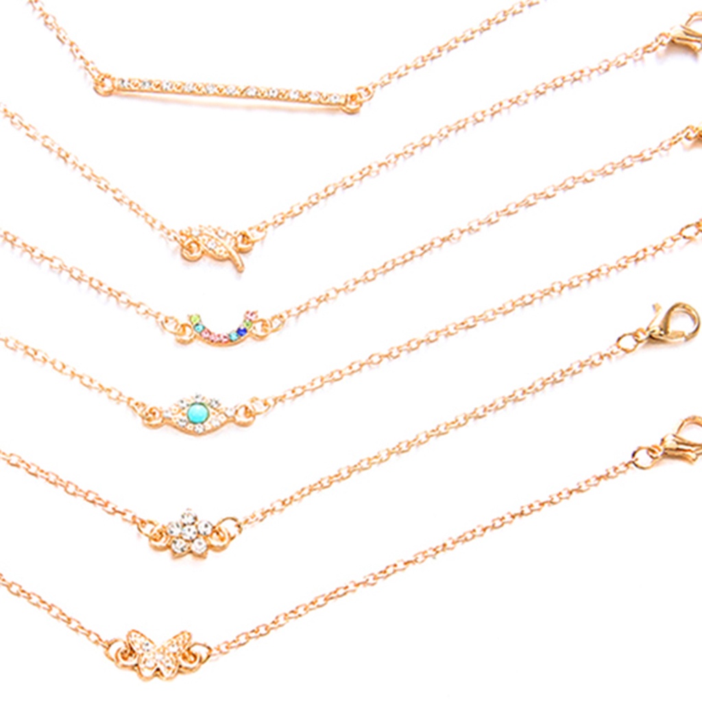 Set 6 vòng tay kim loại đính đá thời trang dành cho nữ