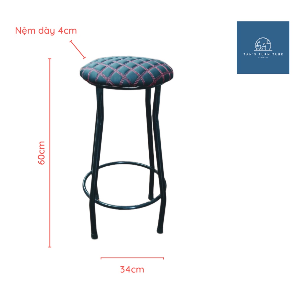 Ghế đôn da cao 60cm | Ghế đôn cắt tóc gội đầu bọc da