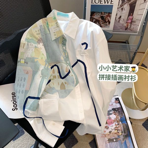 Áo Sơ Mi Nhuộm Màu Tay Dài Phong Cách Preppy Pháp Cổ Điển Thời Trang Xuân Thu Cho Nữ