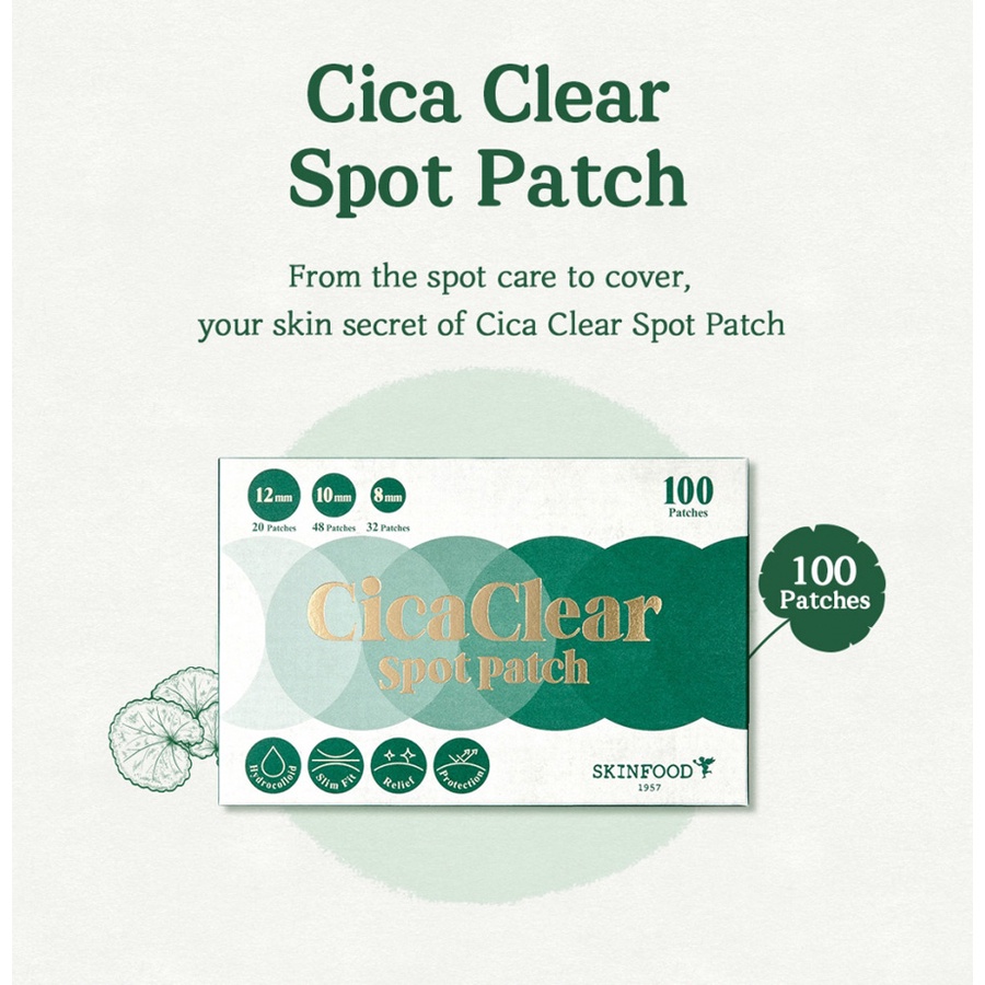 Dán mụn làm dịu và che phủ Skinfood Cica clear spot patch  - Ninishop