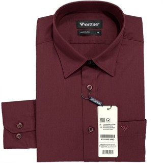 Viettien - Áo sơ mi nam dài tay việt tiến màu đỏ đô lai bầu regular