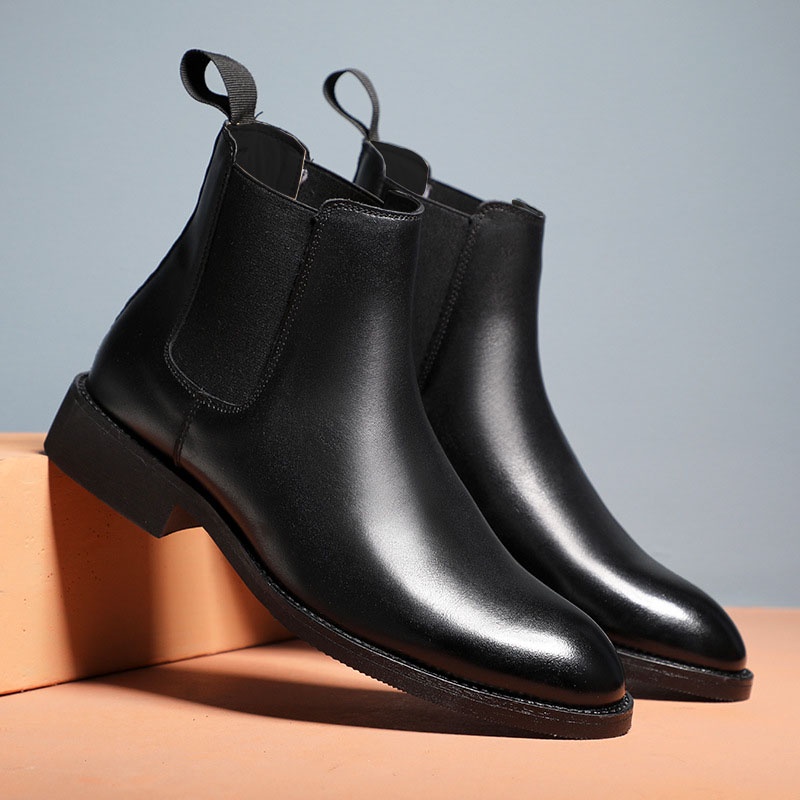 Giày da chelsea boots MĐ GG1071 da lì chống nhăn loại tốt, có may đế