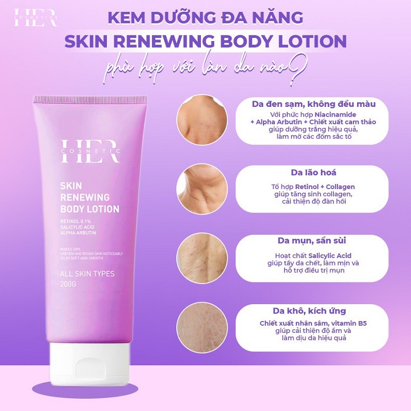 Kem Dưỡng Trắng Da Toàn Thân HER TREATMENT Skin Renewing Body Chính Hảng
