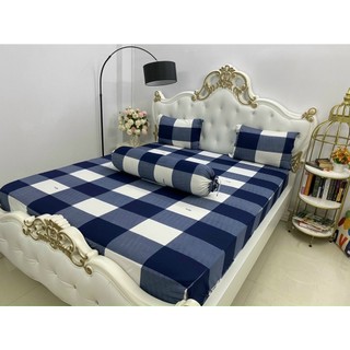 Bộ ga thun hàn quốc caro bộ 4 món 1 ga 3 vỏ gối