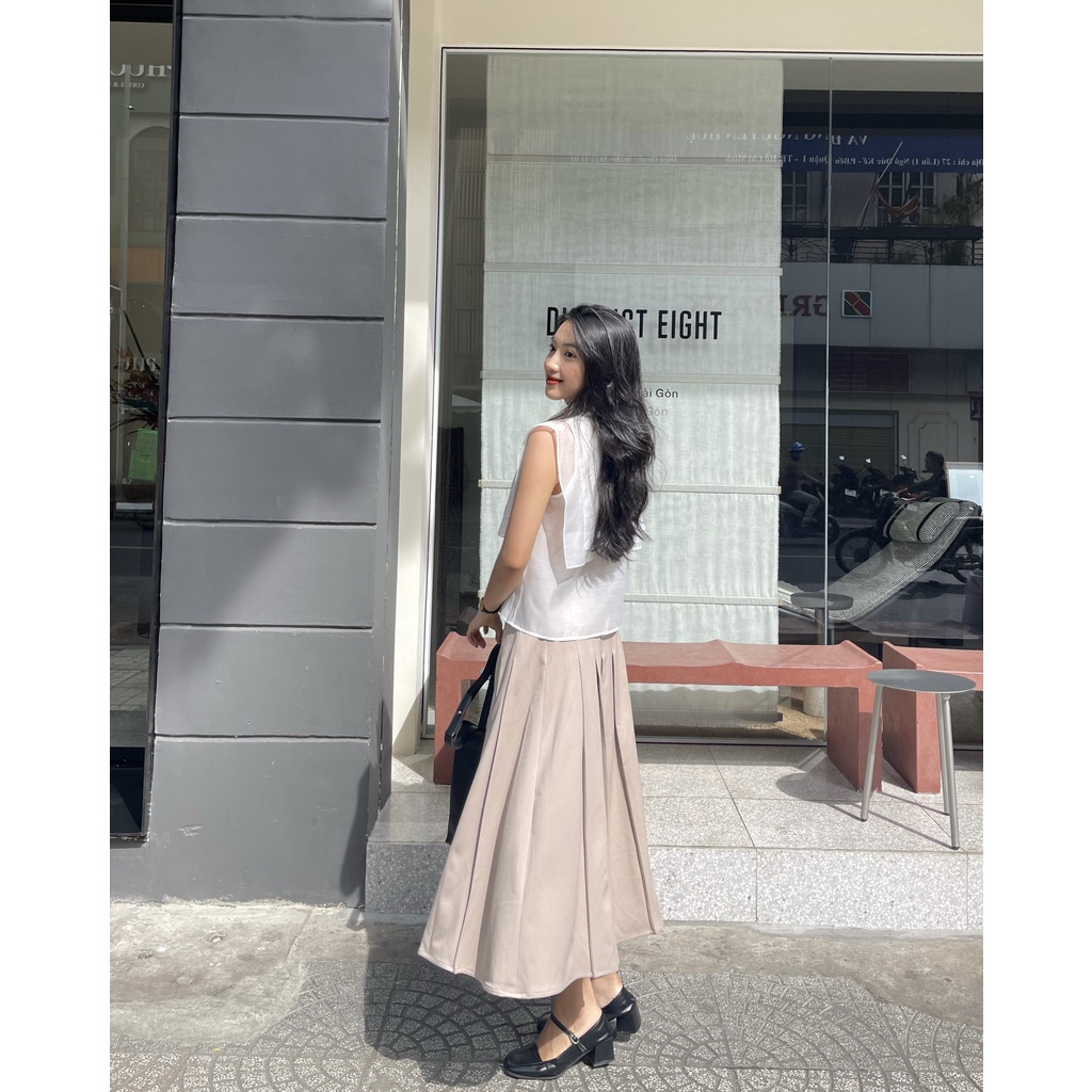 Chân váy công sở xếp ly thanh lịch màu nâu xám Cindy Skirt