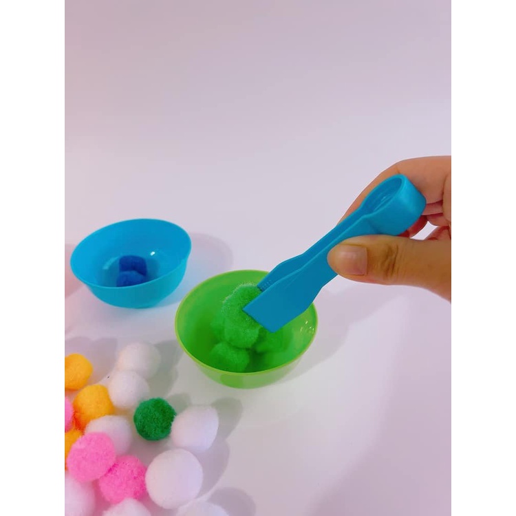 Set 6 Bát + 2 Kẹp Gắp Cho Bé Tập Gắp Và Phân Loại Màu Sắc BEEKIDS